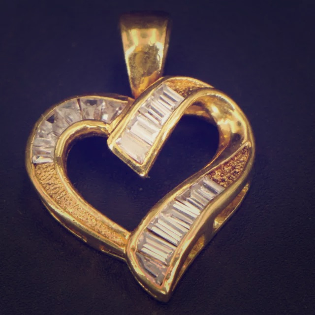 Gold Sterling Silver Heart Shape Love Pendant